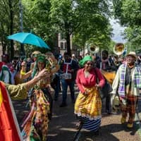 The 'Bigi Spikri' march during Keti Koti 2022.