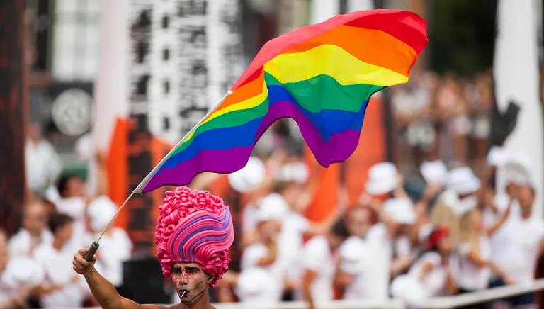 Canal Gay Parade celebrate on a boat in the Prinsengracht in Amsterdam, the Netherlands August 4, 2018