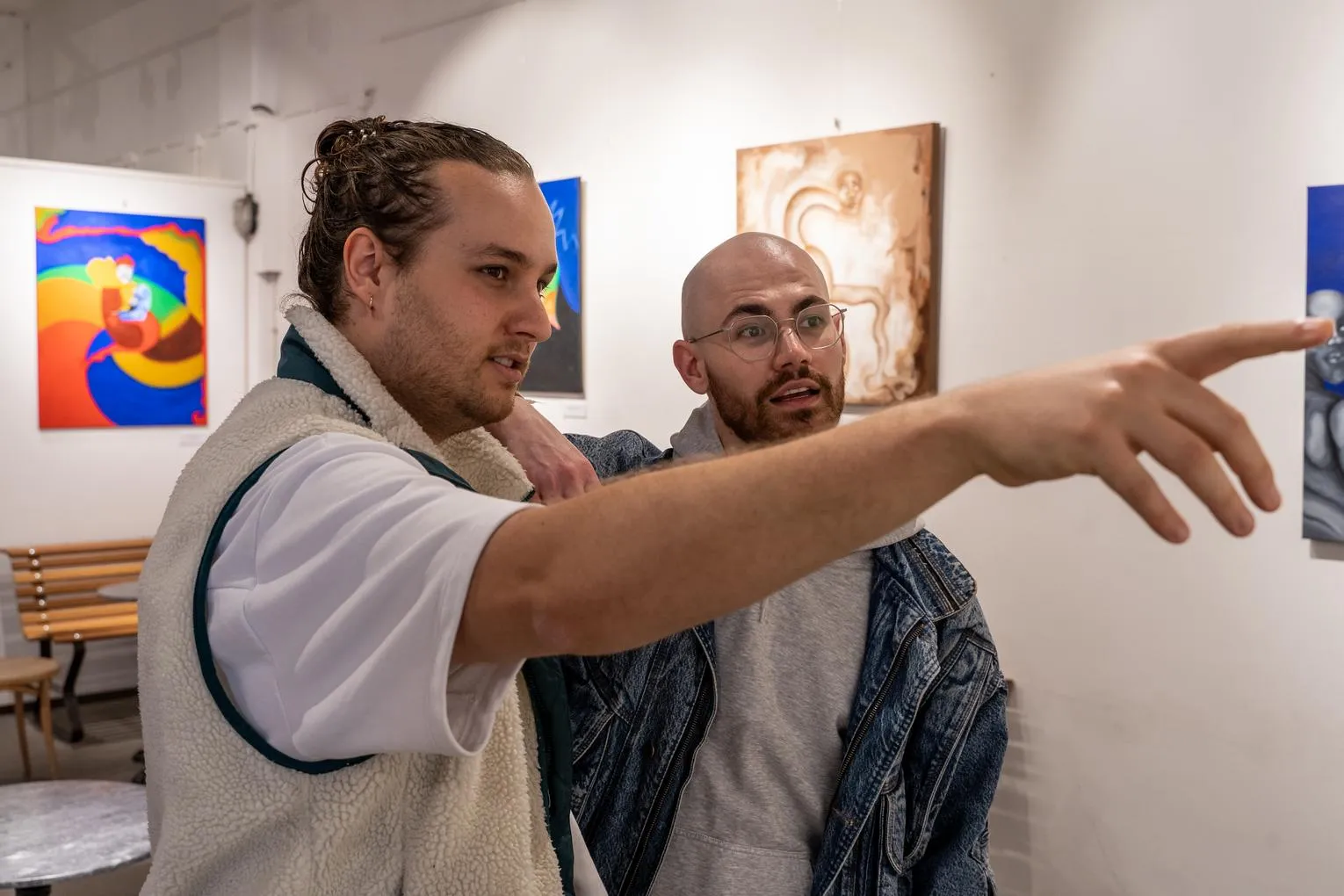 A couple visits OSCAM - Open Space Contemporary Art Museum.