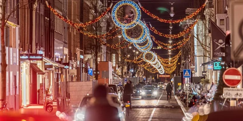 Lights in the winter at Christmas in the PC Hooftstraat shopping street