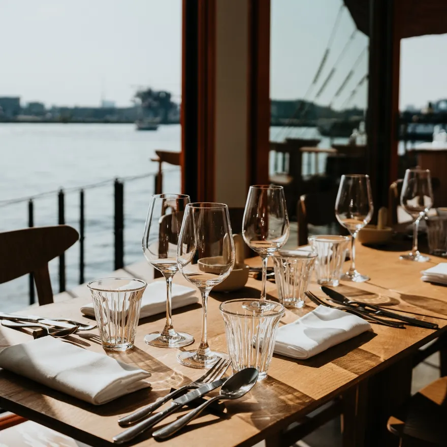 Contrast restaurant table setting