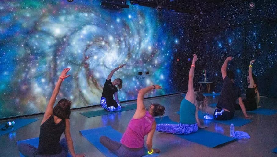 People taking a Yoga class during 24H Noord