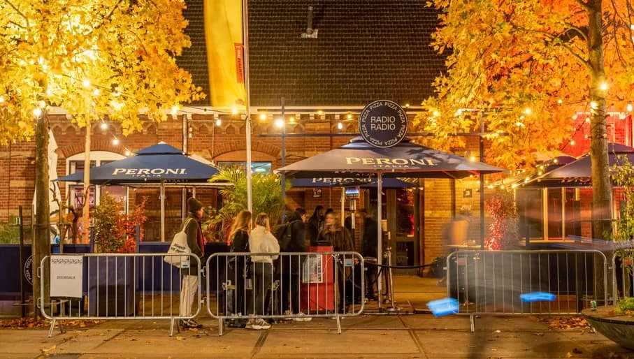 People in line for nightclub Radio Radio during Amsterdam Dance Event (ADE) 2022.