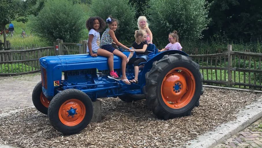 Kids on a tractor