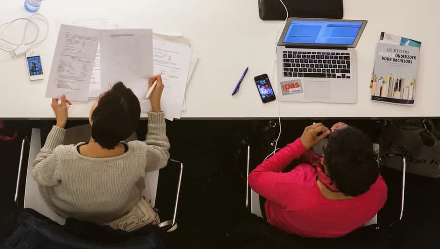 Students in the library