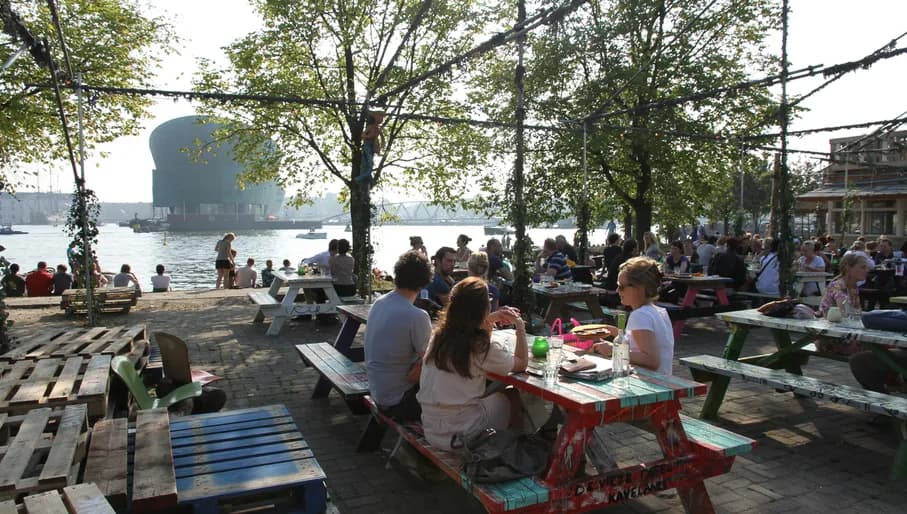 People on the terrace of Hanneke's Boom.