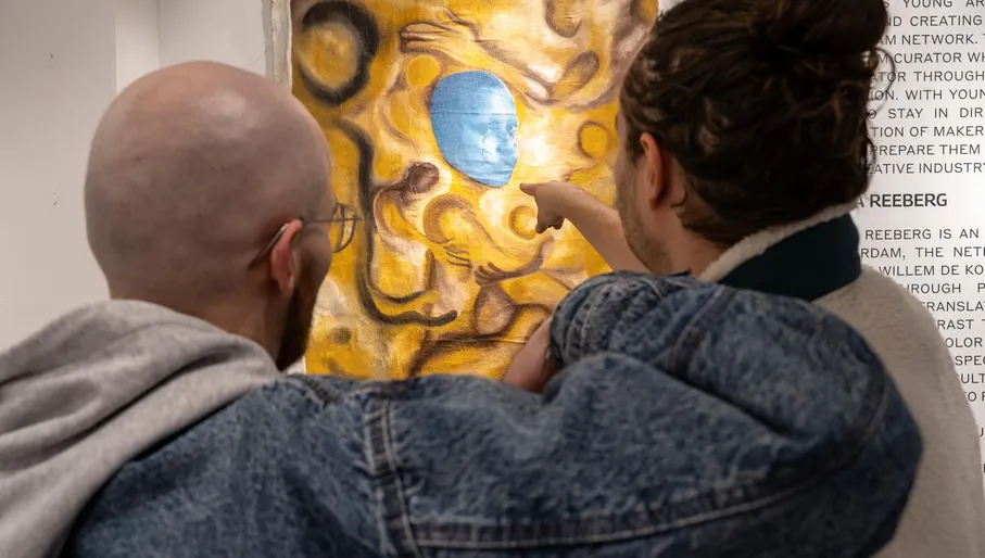 A couple visits OSCAM - Open Space Contemporary Art Museum.